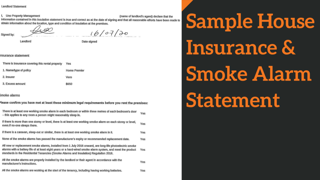 Sample House Insurance & Smoke Alarm Statements